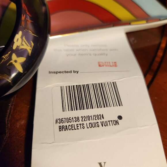 Auth Rare Louis Vuitton Bangle Bracelet Purple Clear Gold Inclusion Monogram - Picture 4 of 8